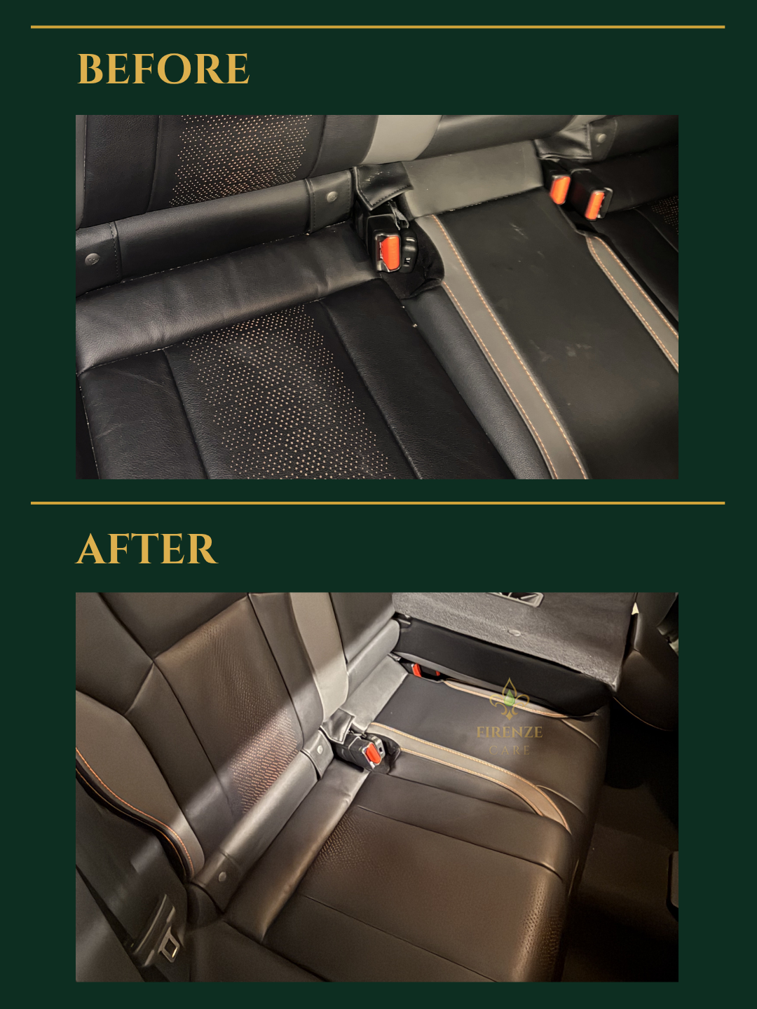 Subaru Crosstrek back seats before and after interior cleaning — Firenze Care